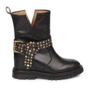 Emanuelle Vee Läder Studded Dam Ankel Boot Black, Dam