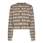 Balenciaga Stiliga Sweaters i Vit/Blå Multicolor, Dam