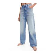 Calvin Klein Modern Avslappnad Passform Höga Midje Jeans Blue, Dam