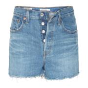 Levi's Vintage Ripped Denim Bermuda Shorts Blue, Dam