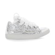 Lanvin Silver Läder Sneakers Rund Tå Gray, Herr