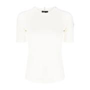 Moncler Logo Print Stretch Jersey T-Shirt White, Dam