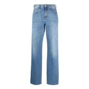 Gucci Denim Logo Bred Ben Byxor Blue, Dam