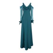 Alberta Ferretti Satin Maxi Klänning Blue, Dam