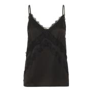 Gestuz Svart Spets Slip Top Blus Black, Dam