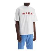 Marni Kontrast Logo Bomull T-shirt White, Herr