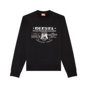 Diesel Grafiskt Tryck Tröja Black, Herr