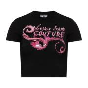 Versace Jeans Couture Tryckt T-shirt Black, Dam