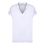 Brunello Cucinelli Vit Bomull T-shirt Kort Ärm White, Dam