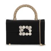 Roger Vivier Kristall Blomma Mini Handväska Black, Dam