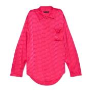 Balenciaga Löst sittande skjorta med monogram Pink, Dam
