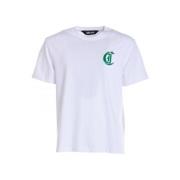 Just Cavalli Sammet Logo T-shirt Kortärmad Löst sittande White, Herr