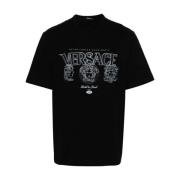 Versace Svart Bomull Jersey Crew Neck T-shirt Black, Herr