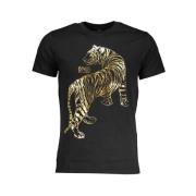 Cavalli Class Svart T-shirt med tryckt logotyp Black, Herr