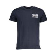 Cavalli Class Tryck Logo Rund Hals T-Shirt Blue, Herr