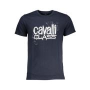 Cavalli Class Tryck Logo Kortärmad T-tröja Blue, Herr