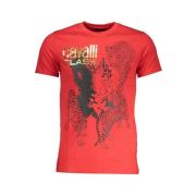 Cavalli Class Tryck Logo Rund Hals T-Shirt Red, Herr