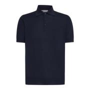 Brunello Cucinelli Blå Polo Skjorta Ribbade Kanter Blue, Herr