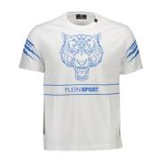 Plein Sport Vit Bomull T-shirt med Tryck White, Herr