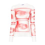 Jean Paul Gaultier Grafiskt Tryck Mesh Topp White, Dam