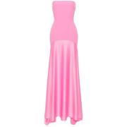 Solace London Rosa Bustier Stil Klänning med Draperad Detalj Pink, Dam