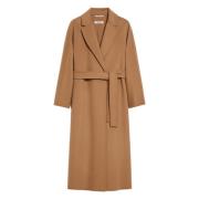 Max Mara Brun Ull Kimono Kappa med Bälte Brown, Dam