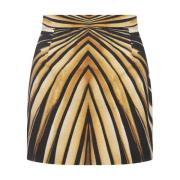 Roberto Cavalli Golden Silk Mini Skirt Ray Of Gold Print Beige, Dam