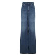 Chloé Blå High-Rise Jeans Paris-Graverad Knapp Blue, Dam