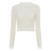 Chloé Vit Crewneck Silk Bomull Tröja White, Dam