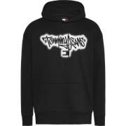 Tommy Jeans Huvtröja Svart Bomull Polyester Black, Herr