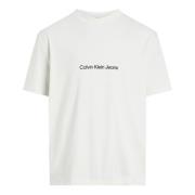 Calvin Klein Jeans Stilig Tryckt Bomull T-shirt för Män White, Herr