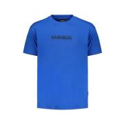 Napapijri Tryckt Logotyp T-shirt Löst Passform Blue, Herr