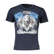 Cavalli Class Herr Rund Hals Print T-Shirt Blue, Herr
