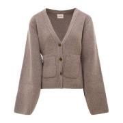 Khaite Beige Cashmere V-Hals Kofta Aw23 Beige, Dam