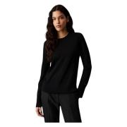 Calvin Klein Svart Merinoull Crew Neck Tröja Black, Dam