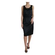 Dolce & Gabbana Svart Spets Trim Midi Klänning Black, Dam