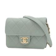 Chanel Vintage Pre-owned Tyg axelremsvskor Blue, Dam