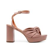 Via Roma 15 Nude Nappa Sandal med Oversize Rosett Pink, Dam