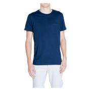 Peuterey Blå Enfärgad Kortärmad T-shirt Blue, Herr