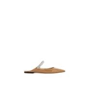 Jimmy Choo Kristalldekorerade platta mules Beige, Dam