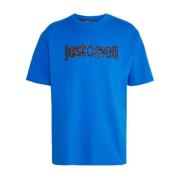 Just Cavalli Djur Flock Logo Herr T-shirt Blue, Herr