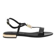Dolce & Gabbana Svarta platta sandaler för kvinnor Black, Dam
