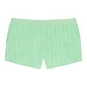 Givenchy Gröna Ribbade Shorts med 4G Mönster Green, Dam