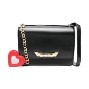 Love Moschino Svart Faux Läder Axelväska Black, Dam