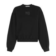 T by Alexander Wang Terry Crew Sweatshirt Black, Dam