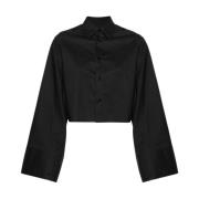 MM6 Maison Margiela Klassisk krage-skjorta i svart poplin Black, Dam