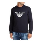 Emporio Armani Mönstrad Logo Sweatshirt Blue, Herr