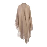 Ermanno Scervino Brun Cashmere Spets Cape Brown, Dam