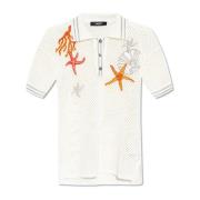 Versace Lacework Oversize Polo Beige, Dam