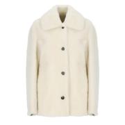 Jil Sander Ivory Päls Krage Kappa Beige, Dam